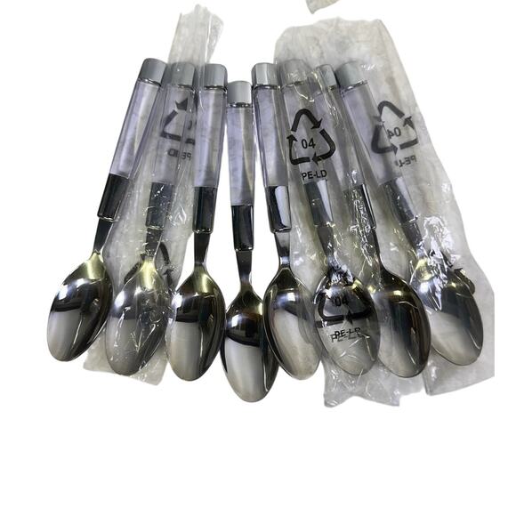 Stainless Steel Clear Lucite Handled Flatware 5-PC Setting-40-PC Service for 8 - Picture 3 of 8